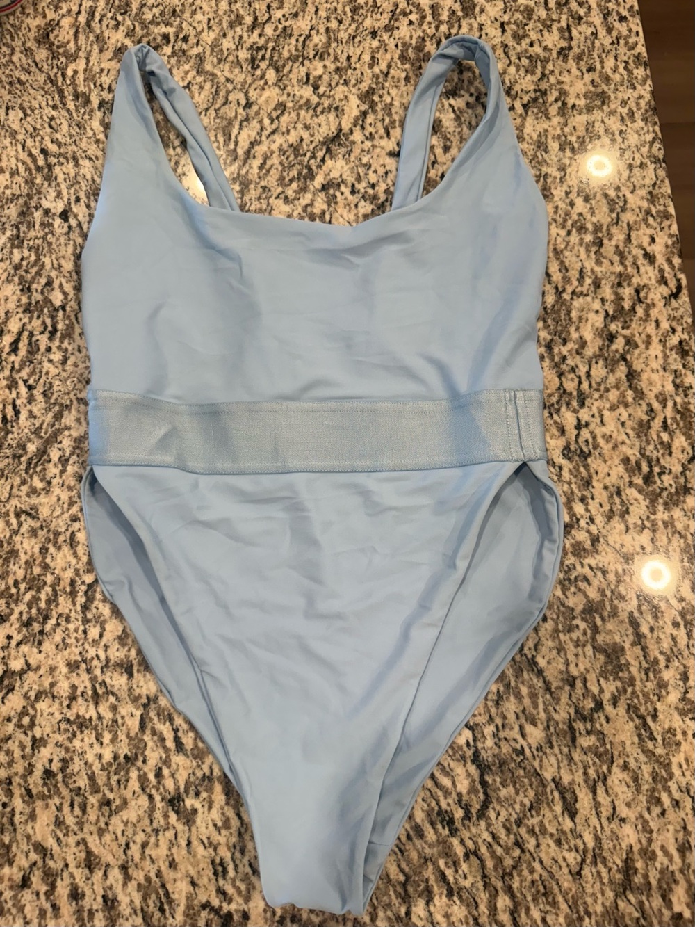 Light Blue One-Piece Swimsuit - Classic Scoop Back